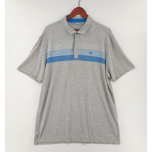 Travis Mathew‎ Polo Shirt Mens XXL Gray Striped Golf Tennis Modal-Blend